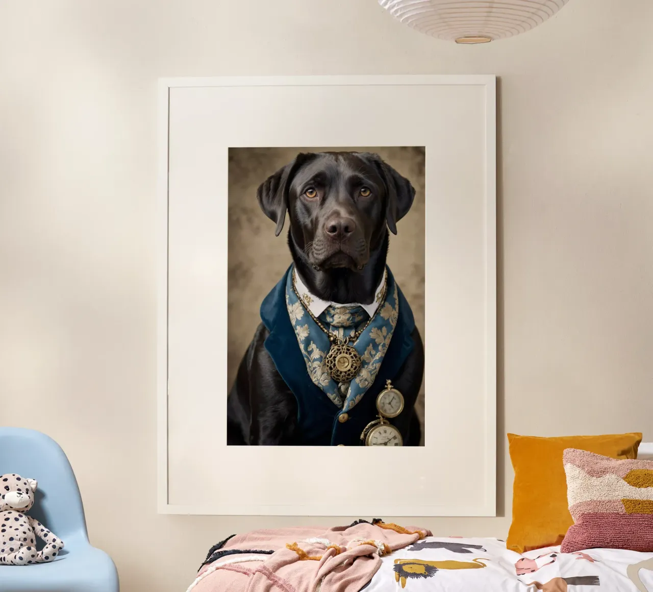 Barón Winston del Tiempo - El Labrador Noble poster con marco de madera de Beasts of Nobility