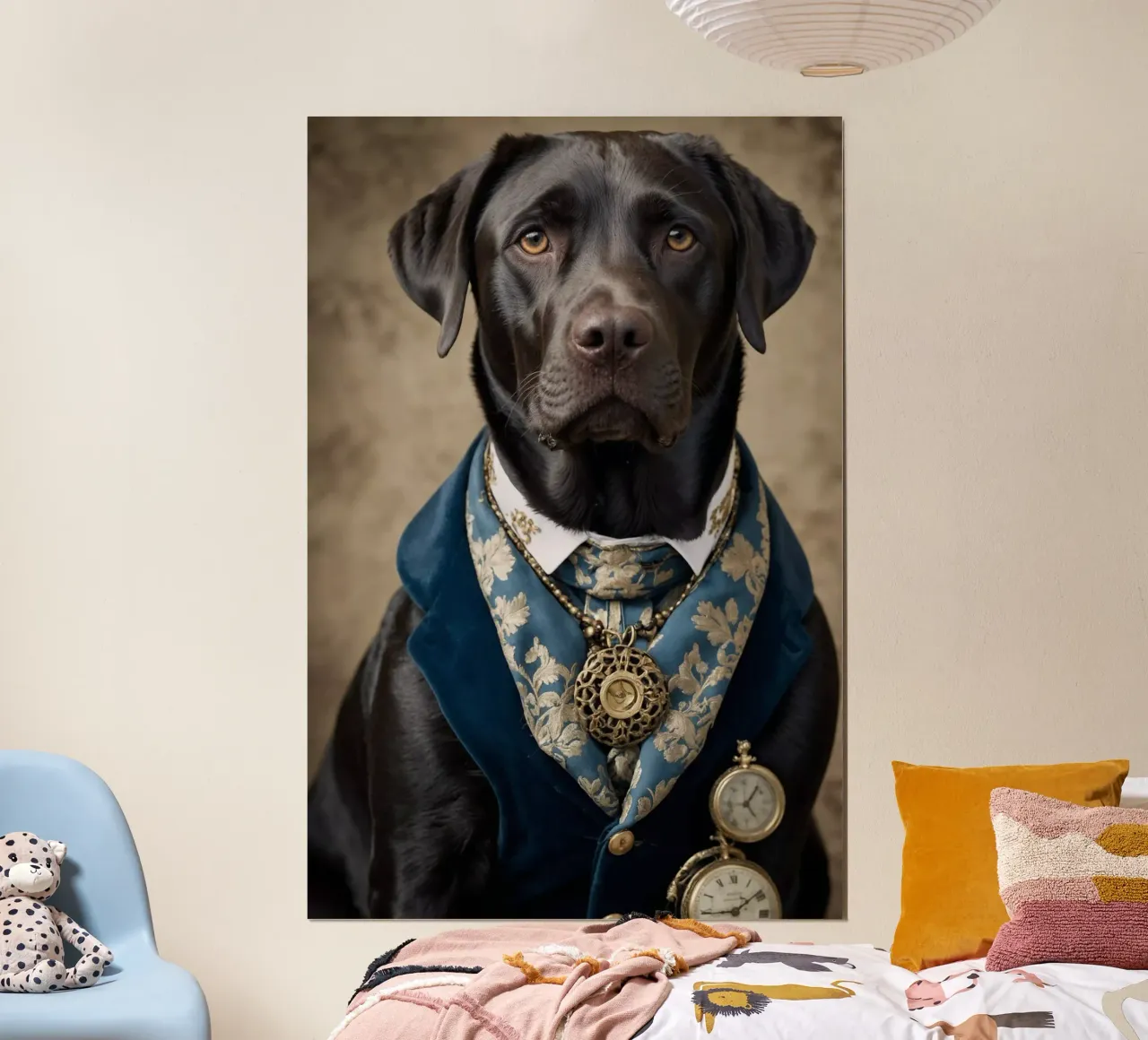Barón Winston del Tiempo - El Labrador Noble poster con marco de madera de Beasts of Nobility