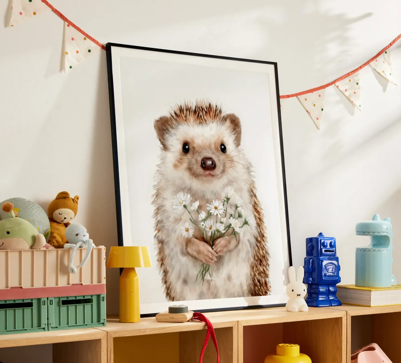 Igel mit Blumen Poster von Alva Studio