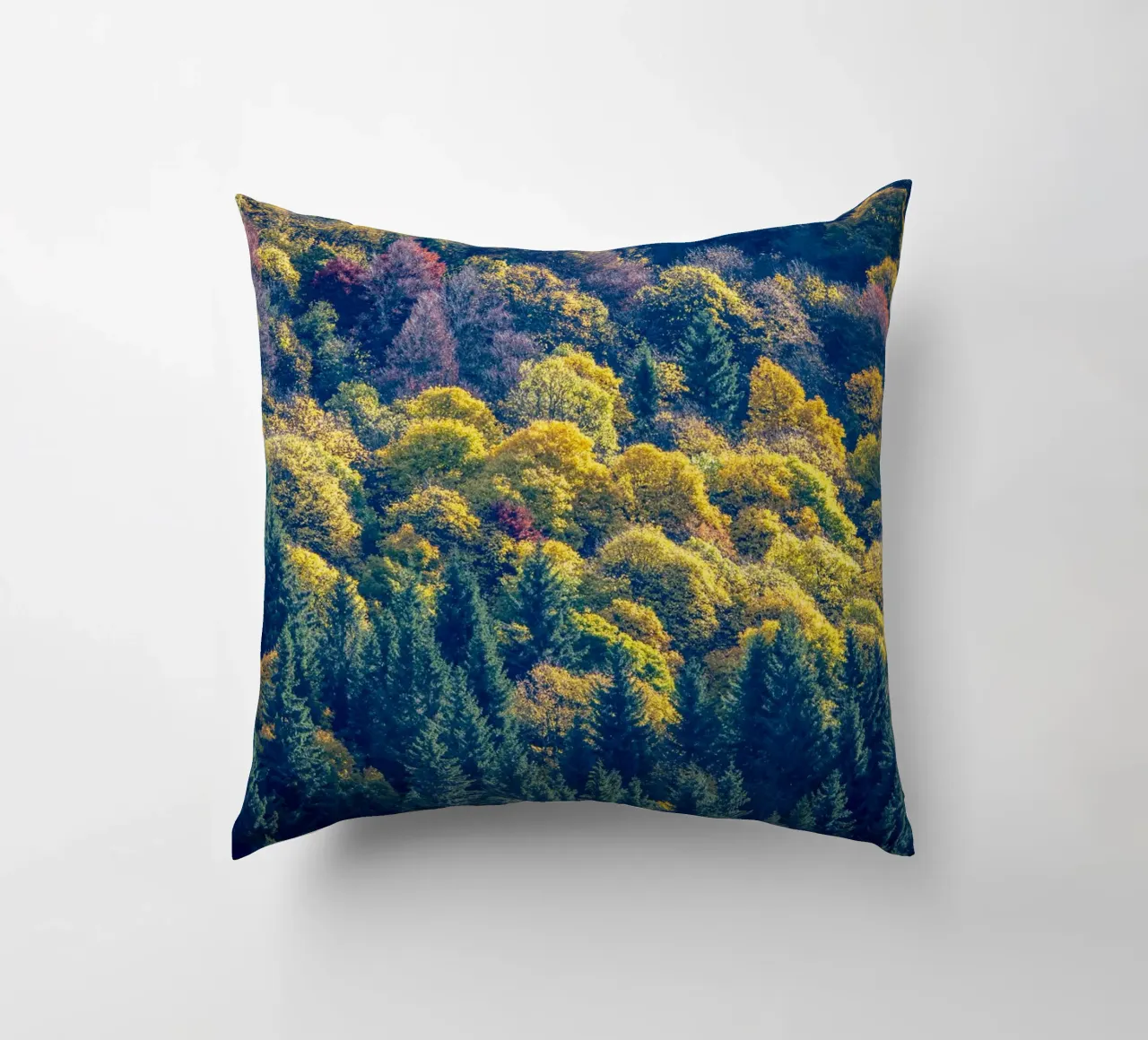 Colourful trees in a forest on a mountain cuscino da anderm