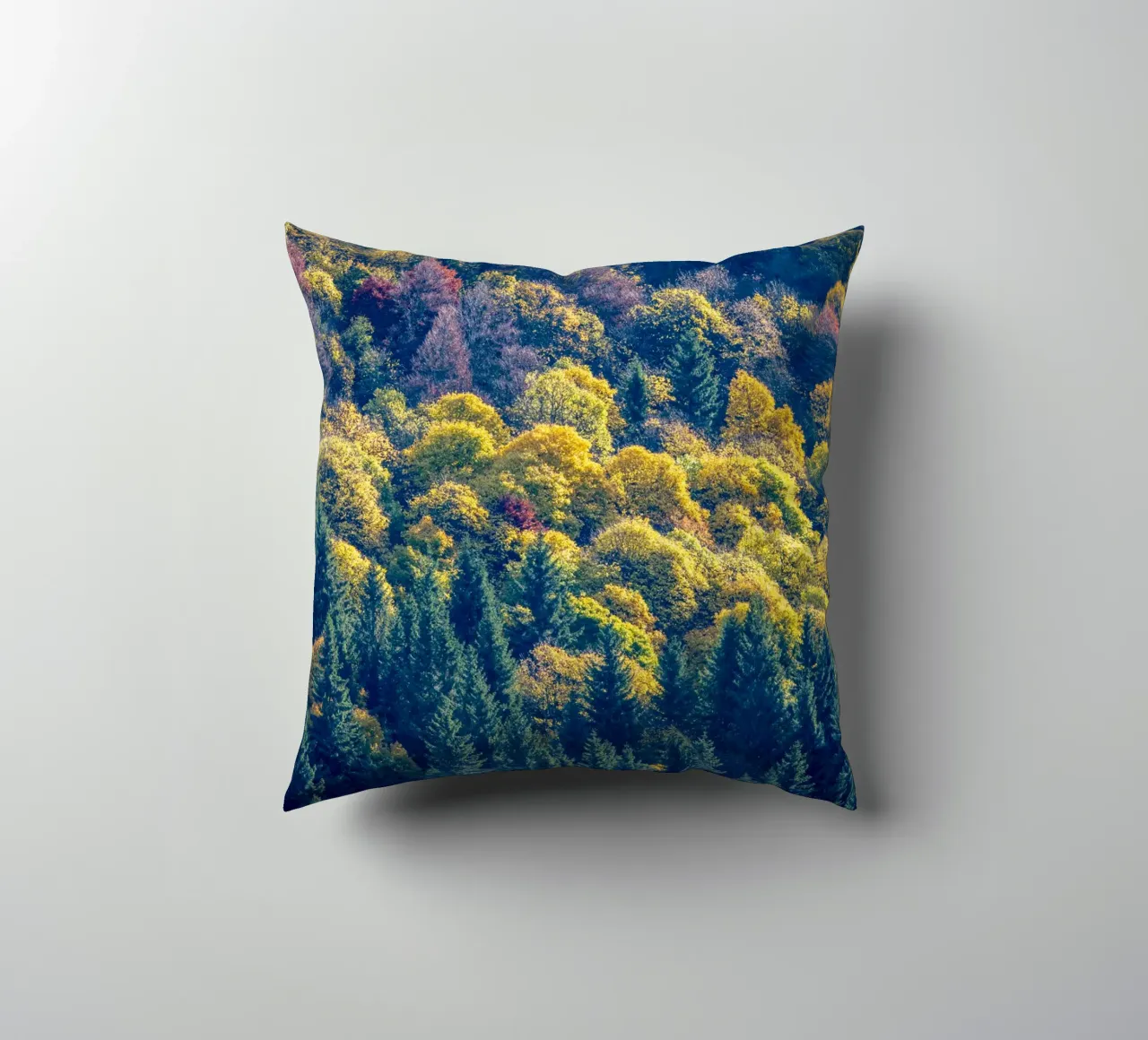 Colourful trees in a forest on a mountain cuscino da anderm