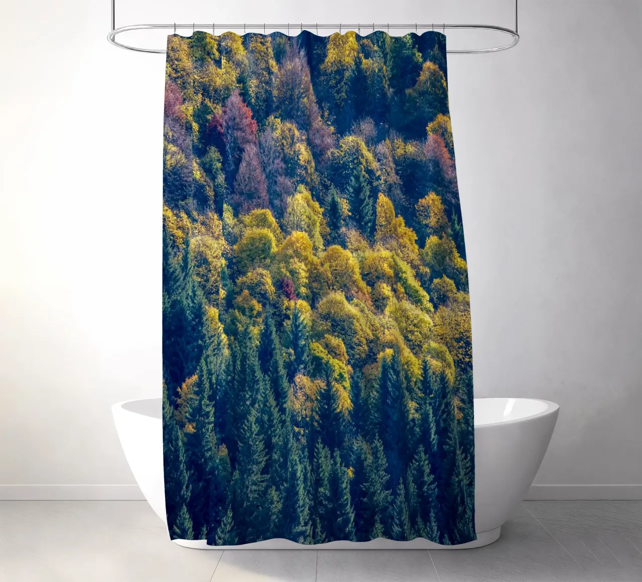 Colourful trees in a forest on a mountain tenda da doccia da anderm