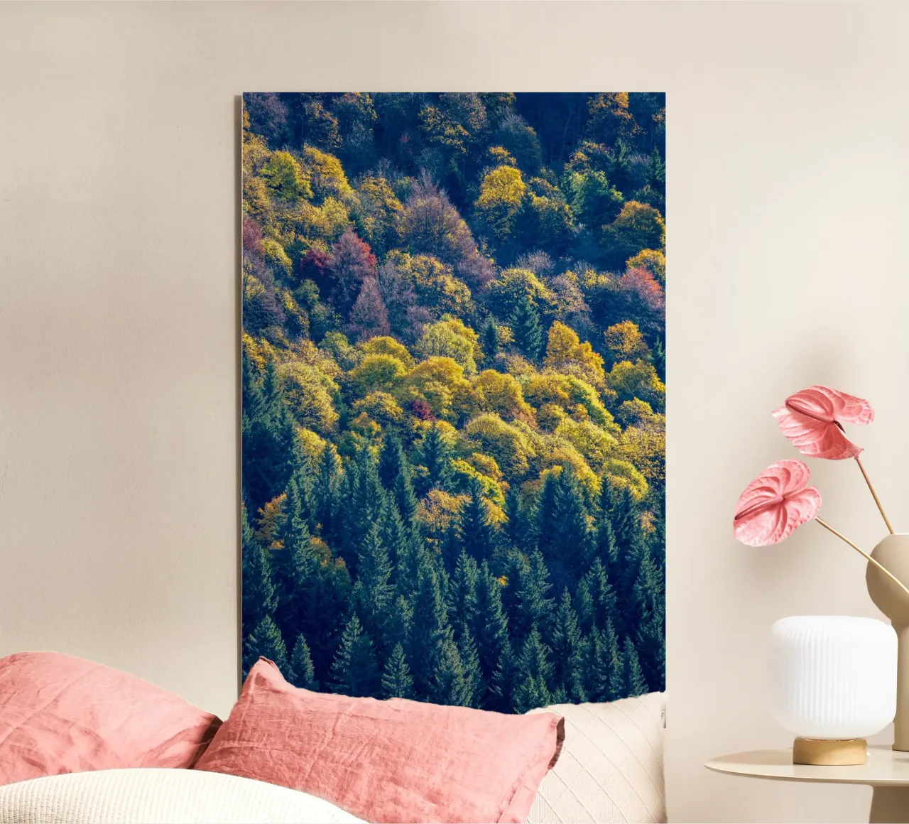 Colourful trees in a forest on a mountain alluminio dibond da anderm