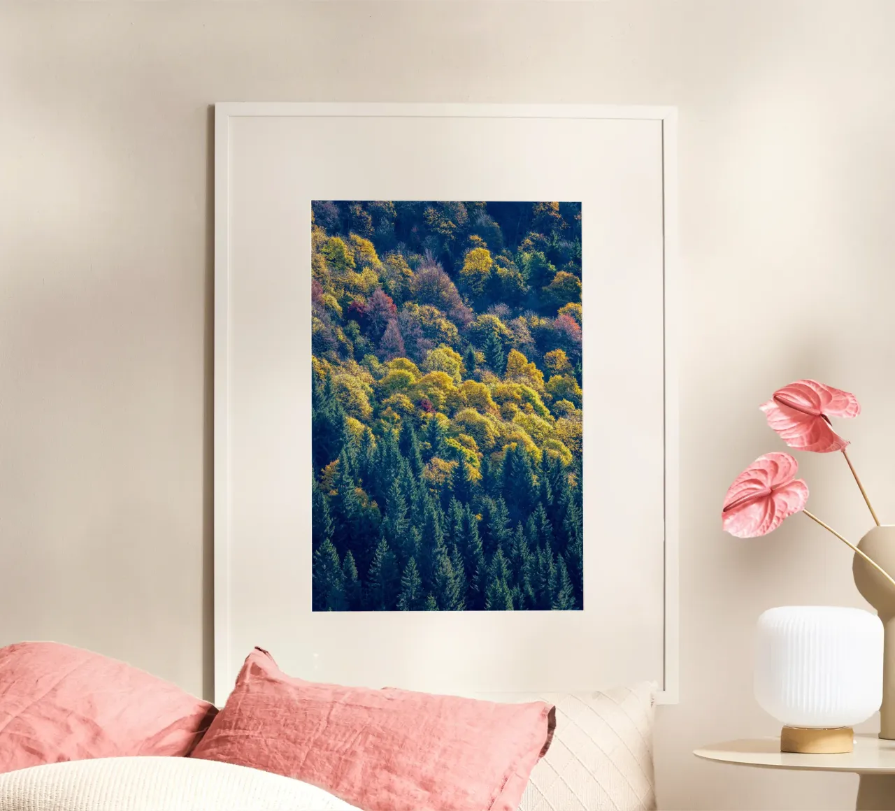 Colourful trees in a forest on a mountain carta hahnemühle da anderm