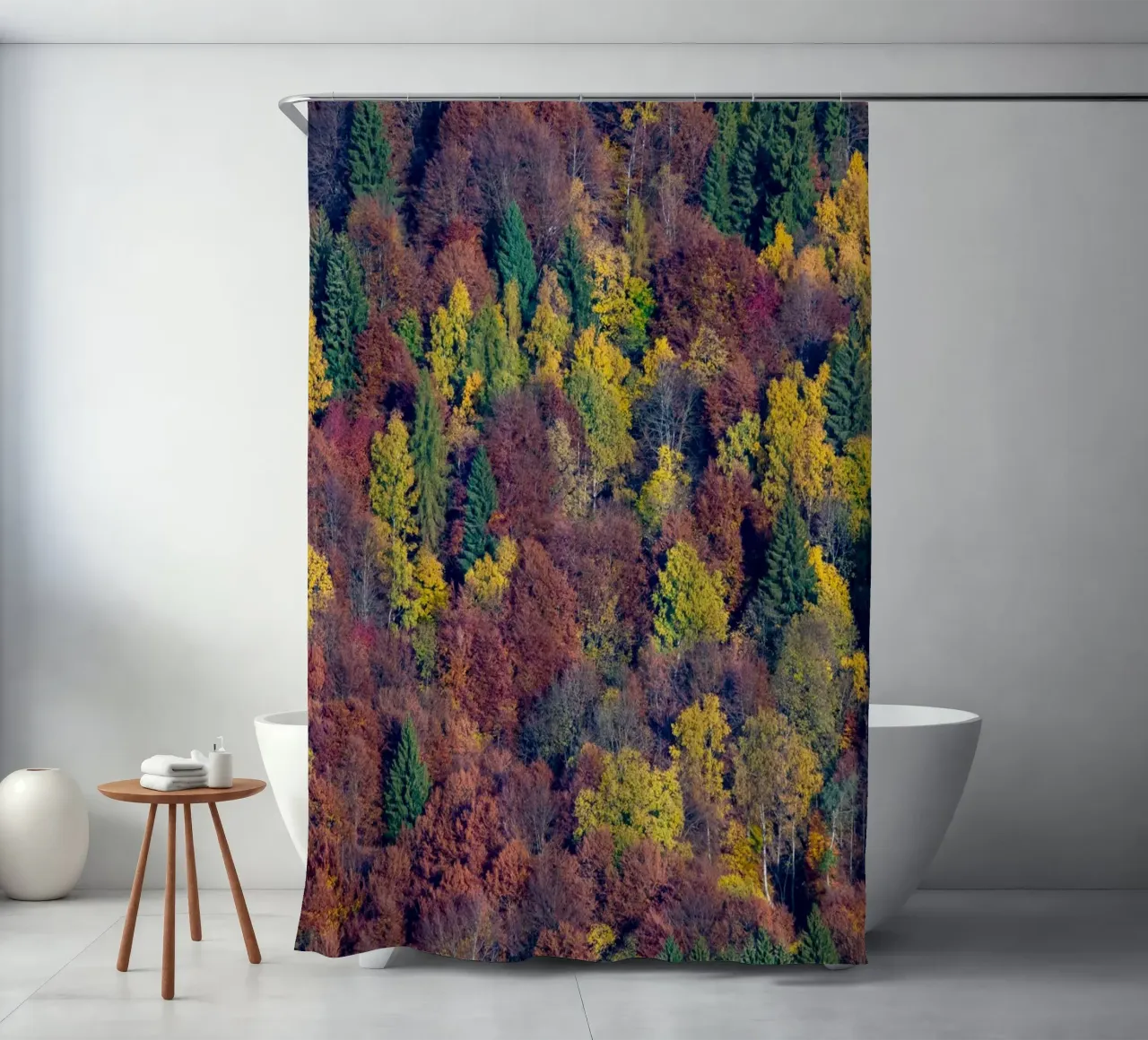 Colourful trees in a forest on a mountain tenda da doccia da anderm