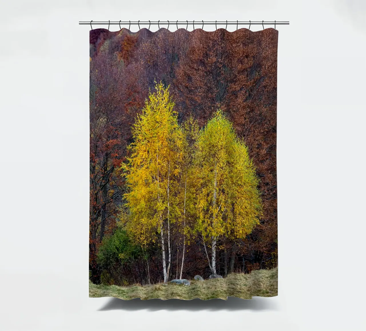 Colourful trees in a forest on a mountain tenda da doccia da anderm