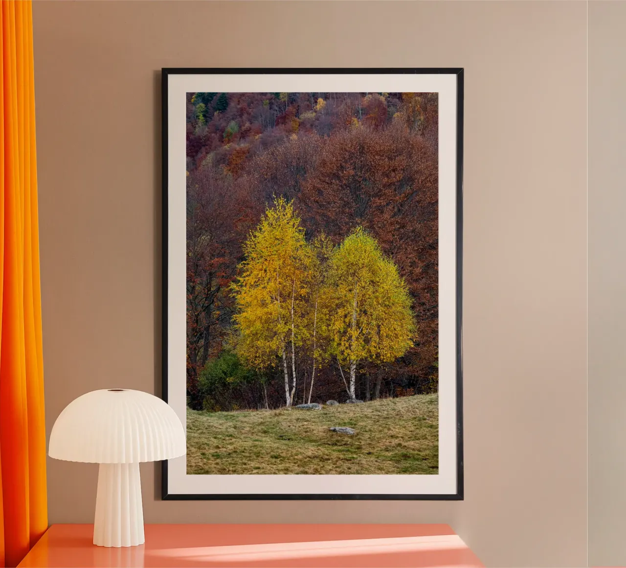 Colourful trees in a forest on a mountain poster da anderm