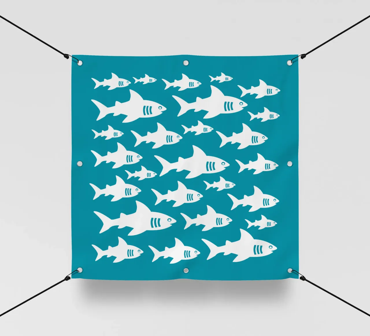Swimming sharks pattern telo in pvc da baobabprintstore
