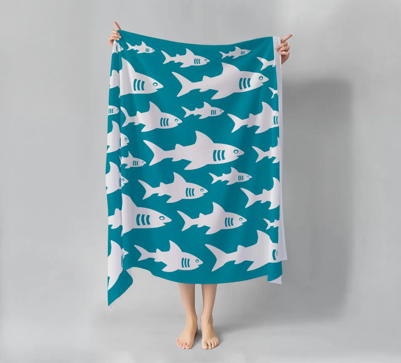 Swimming sharks pattern telo mare da baobabprintstore