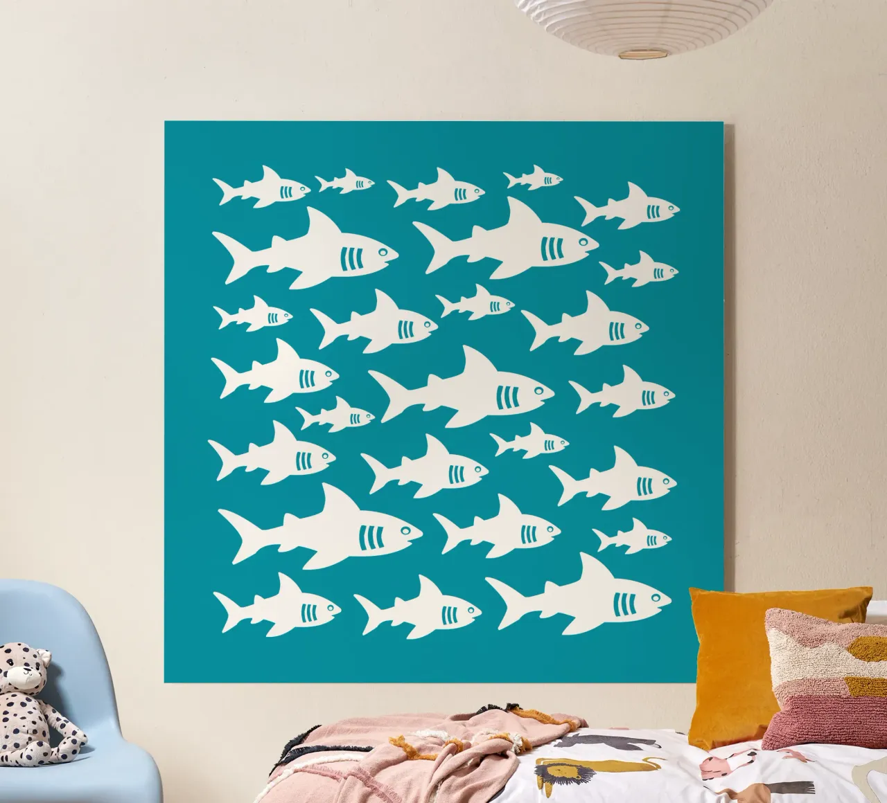 Swimming sharks pattern plexiglass da baobabprintstore