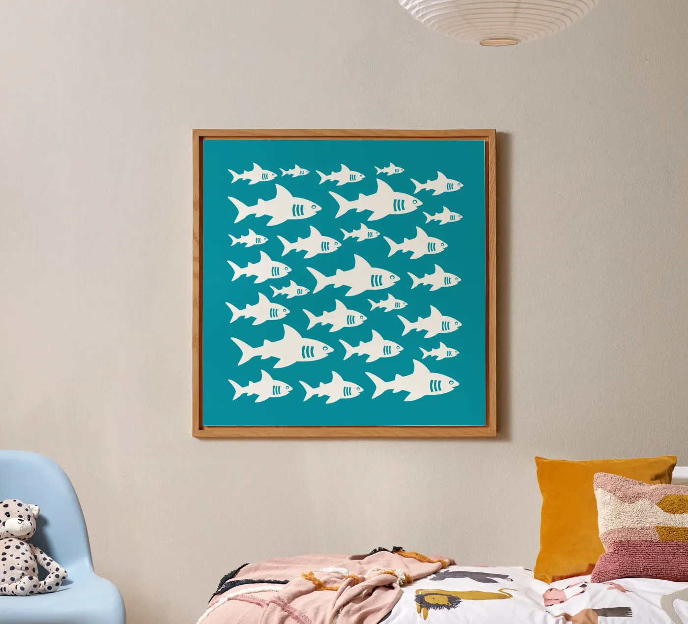 Swimming sharks pattern alluminio dibond da baobabprintstore