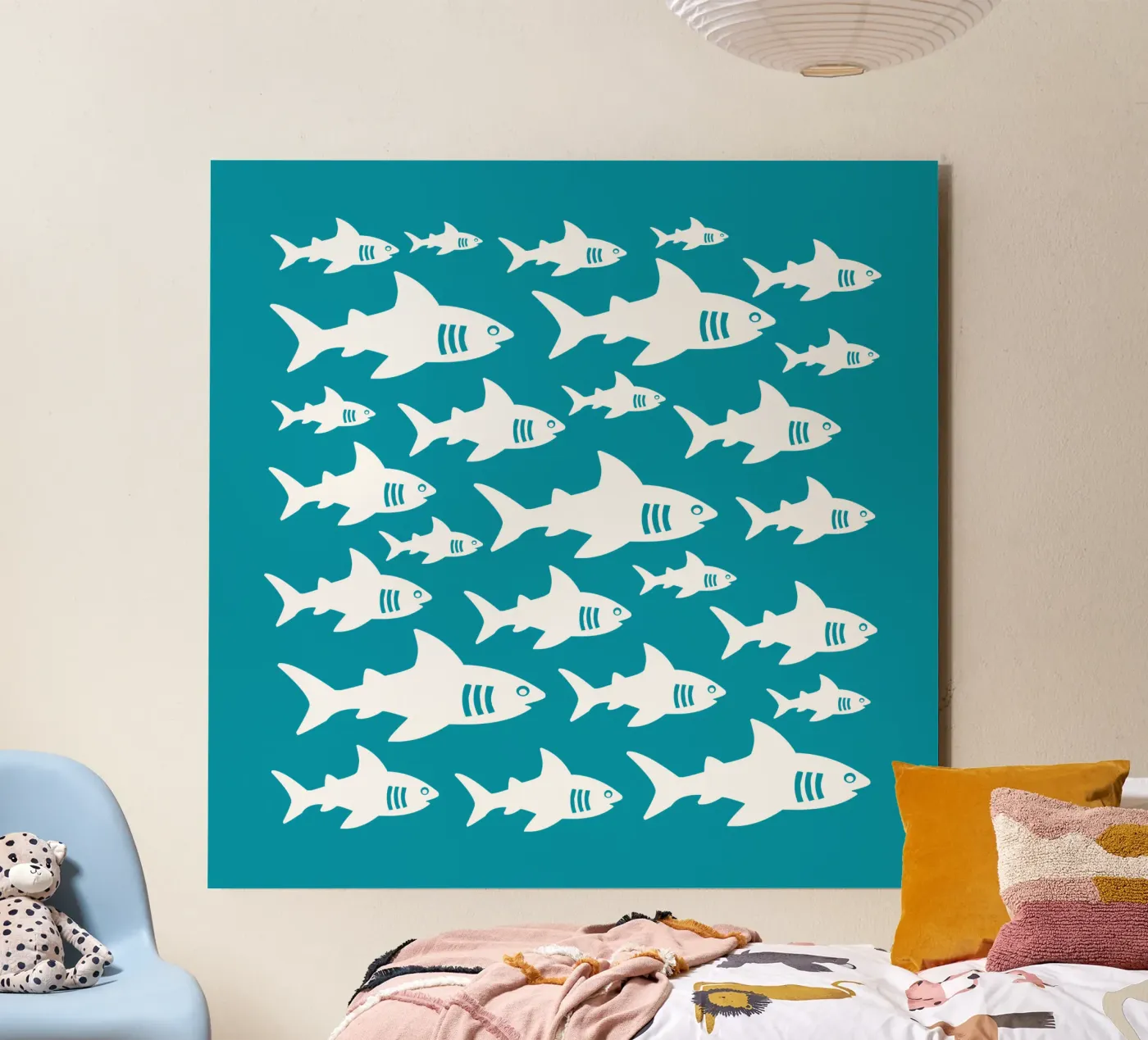 Swimming sharks pattern alluminio dibond da baobabprintstore