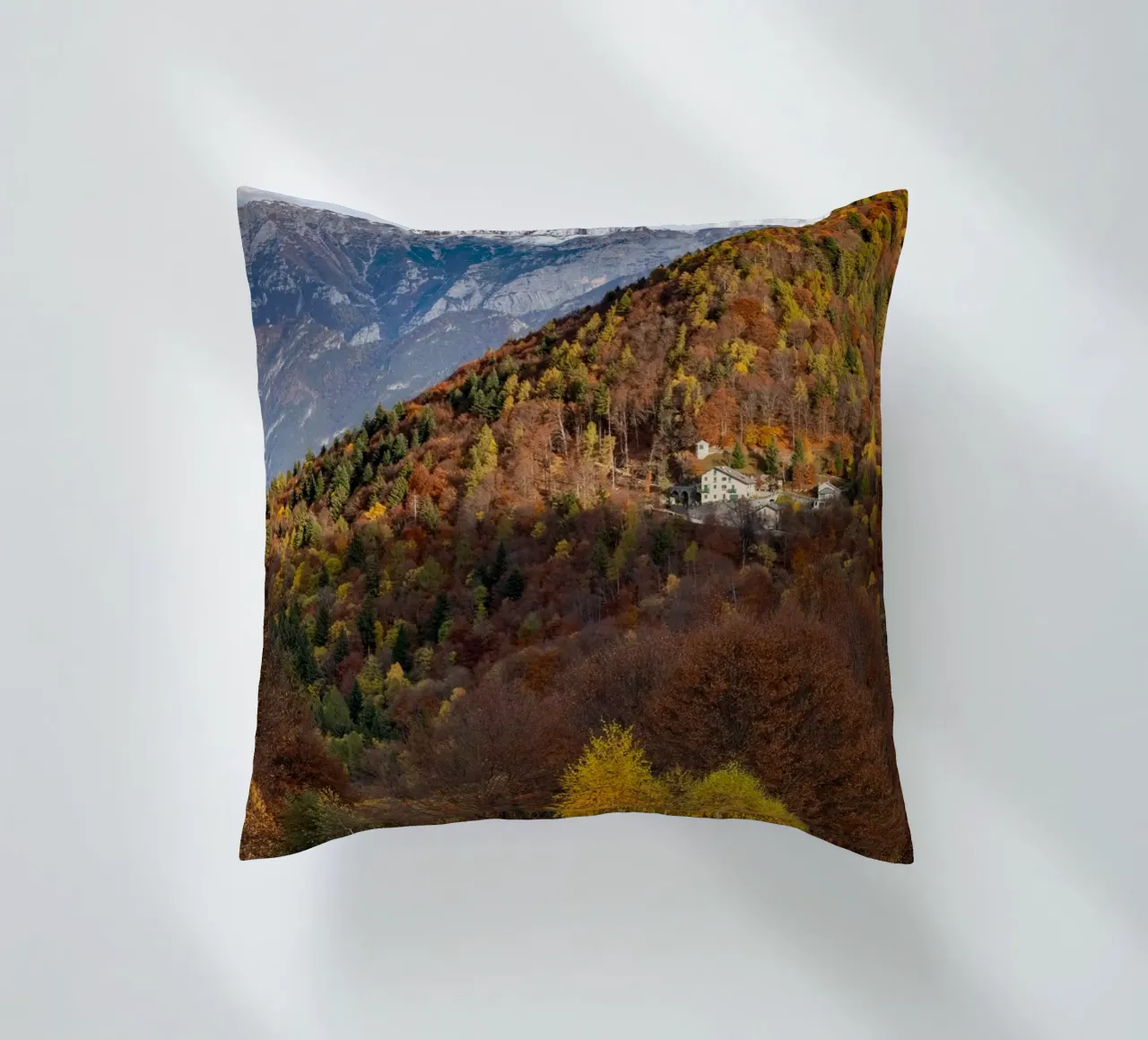Colourful trees in a forest on a mountain cuscino da anderm