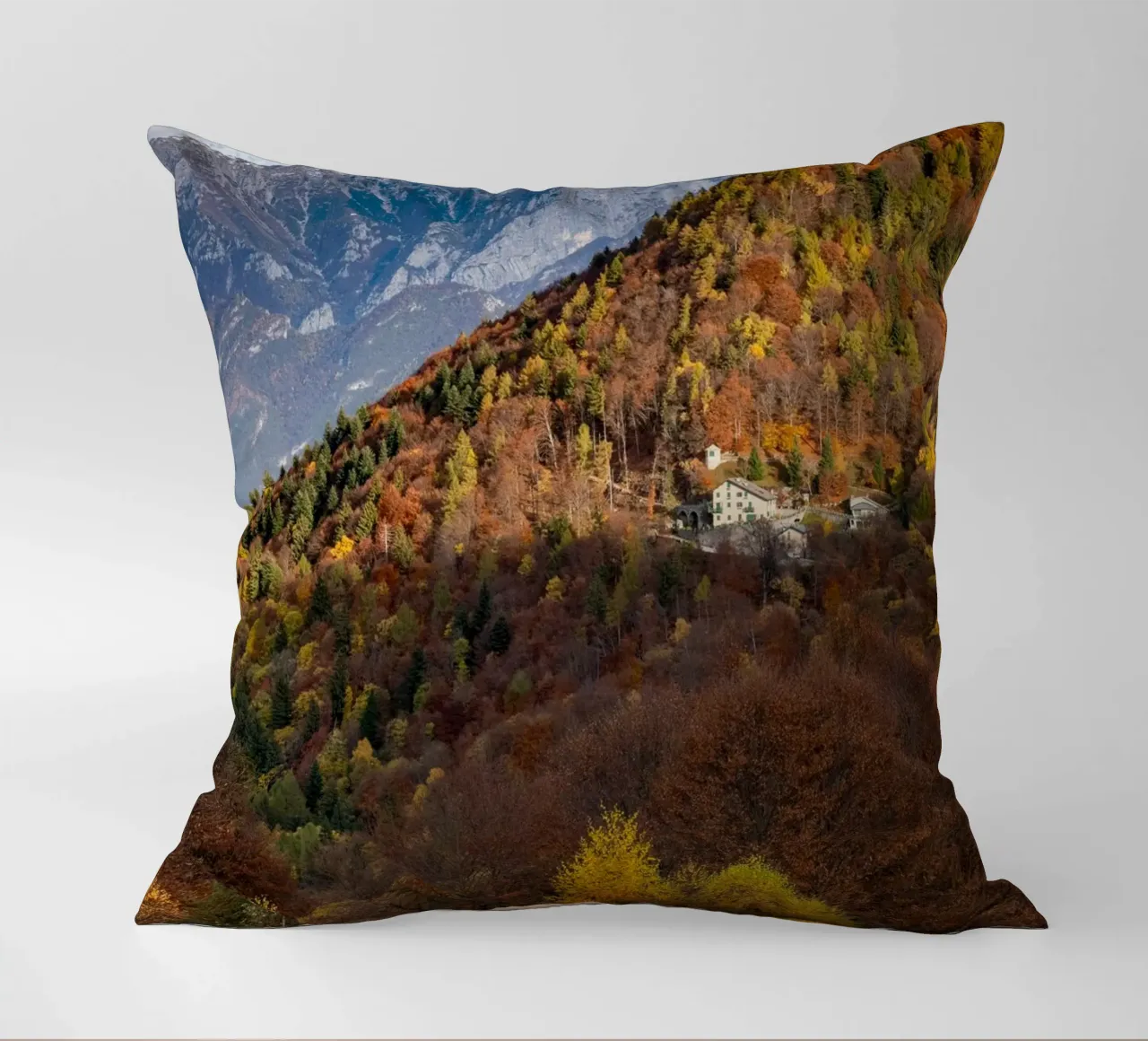 Colourful trees in a forest on a mountain cuscino da anderm