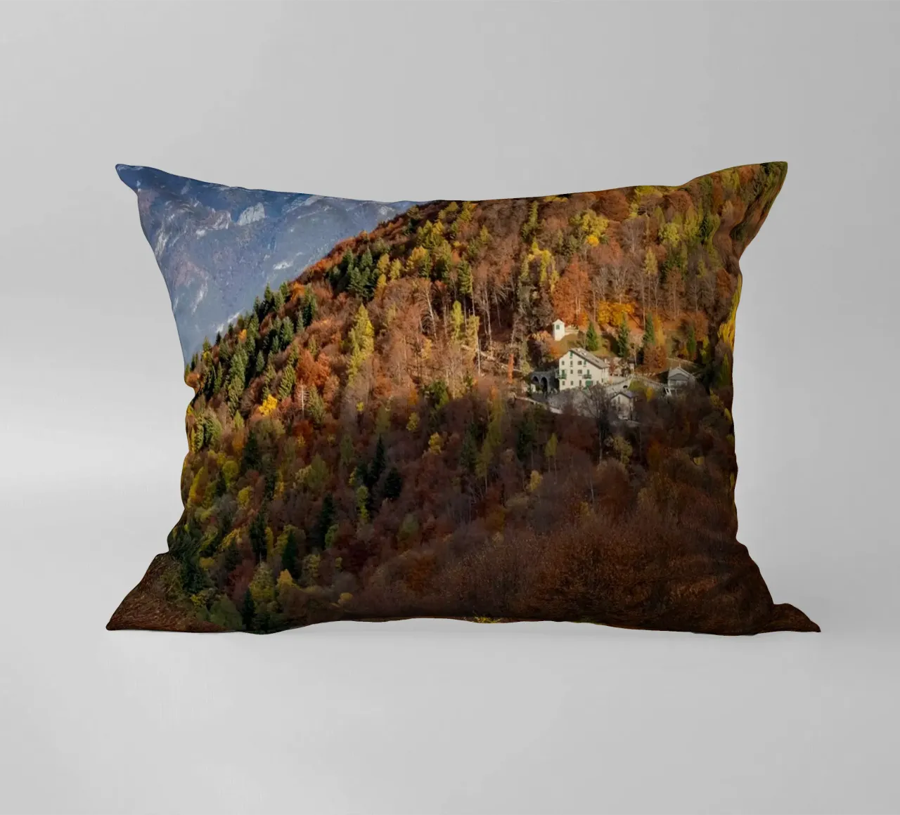 Colourful trees in a forest on a mountain cuscino da anderm