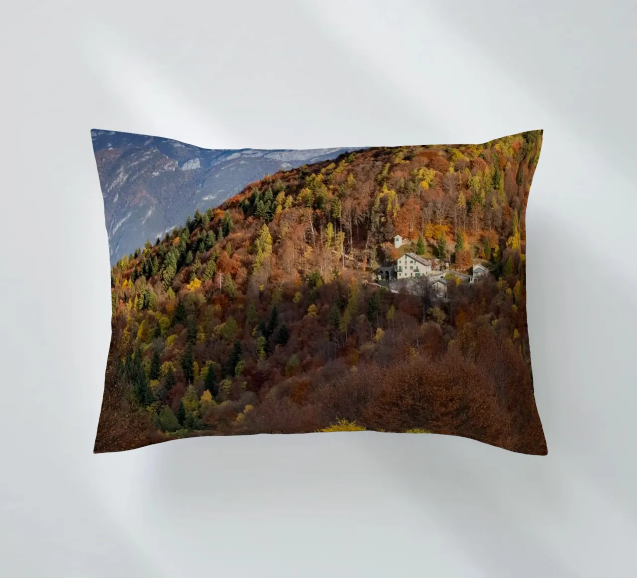 Colourful trees in a forest on a mountain cuscino da anderm