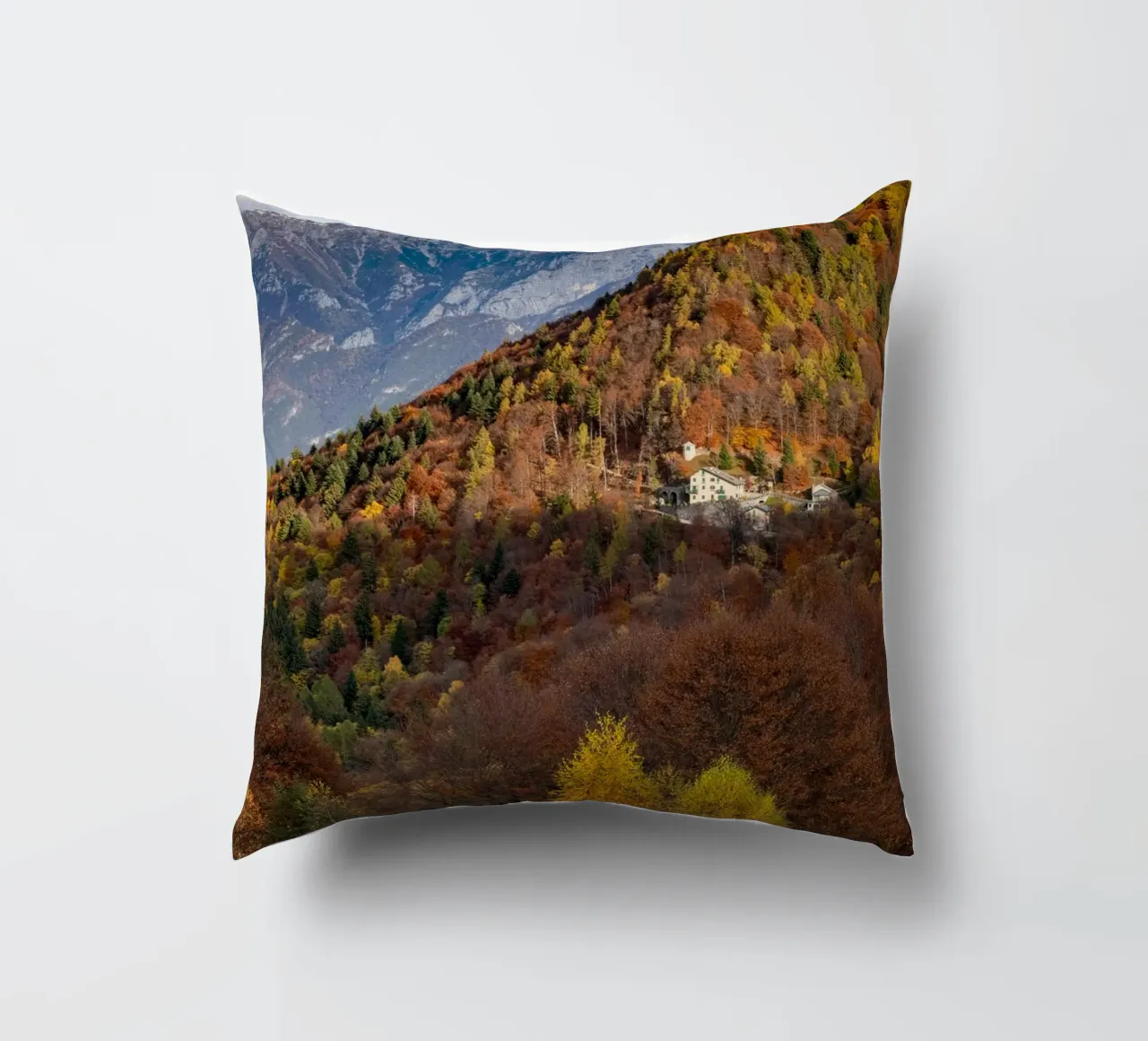 Colourful trees in a forest on a mountain cuscino da anderm