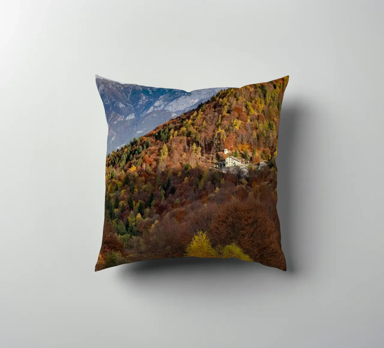 Colourful trees in a forest on a mountain cuscino da anderm