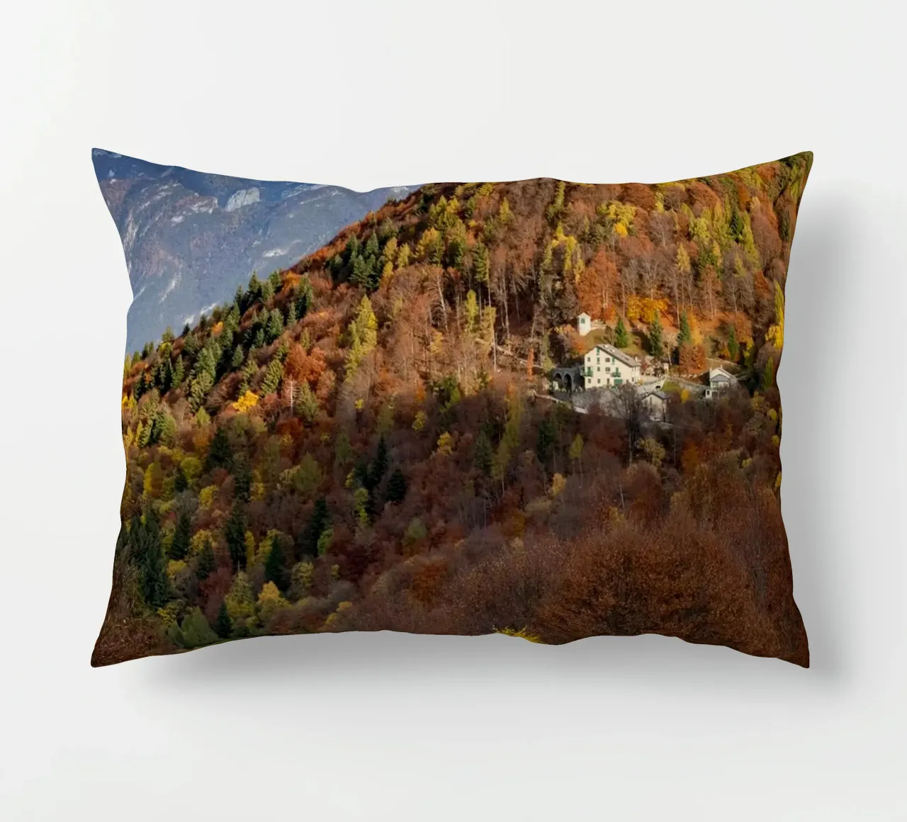 Colourful trees in a forest on a mountain cuscino da anderm