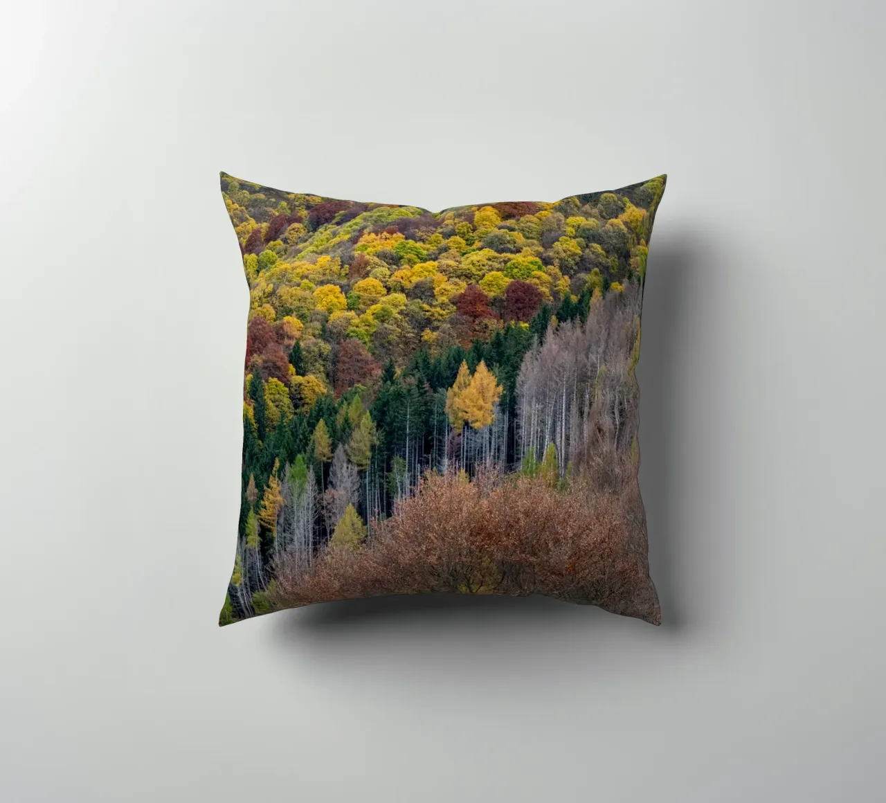 Colourful trees in a forest on a mountain cuscino da anderm