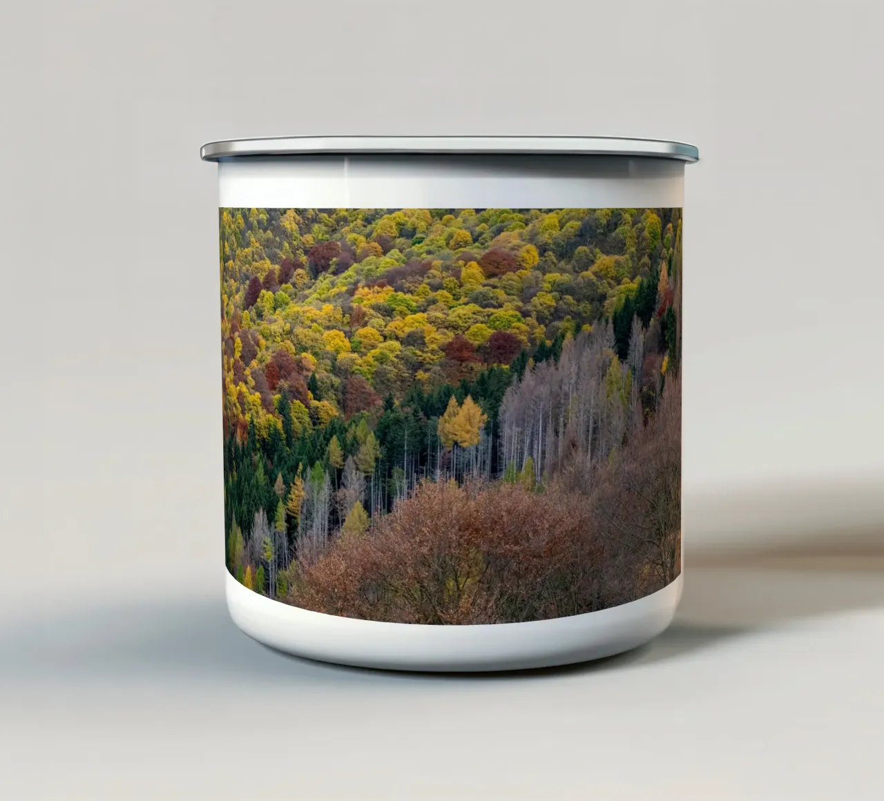 Colourful trees in a forest on a mountain tazza in smalto da anderm