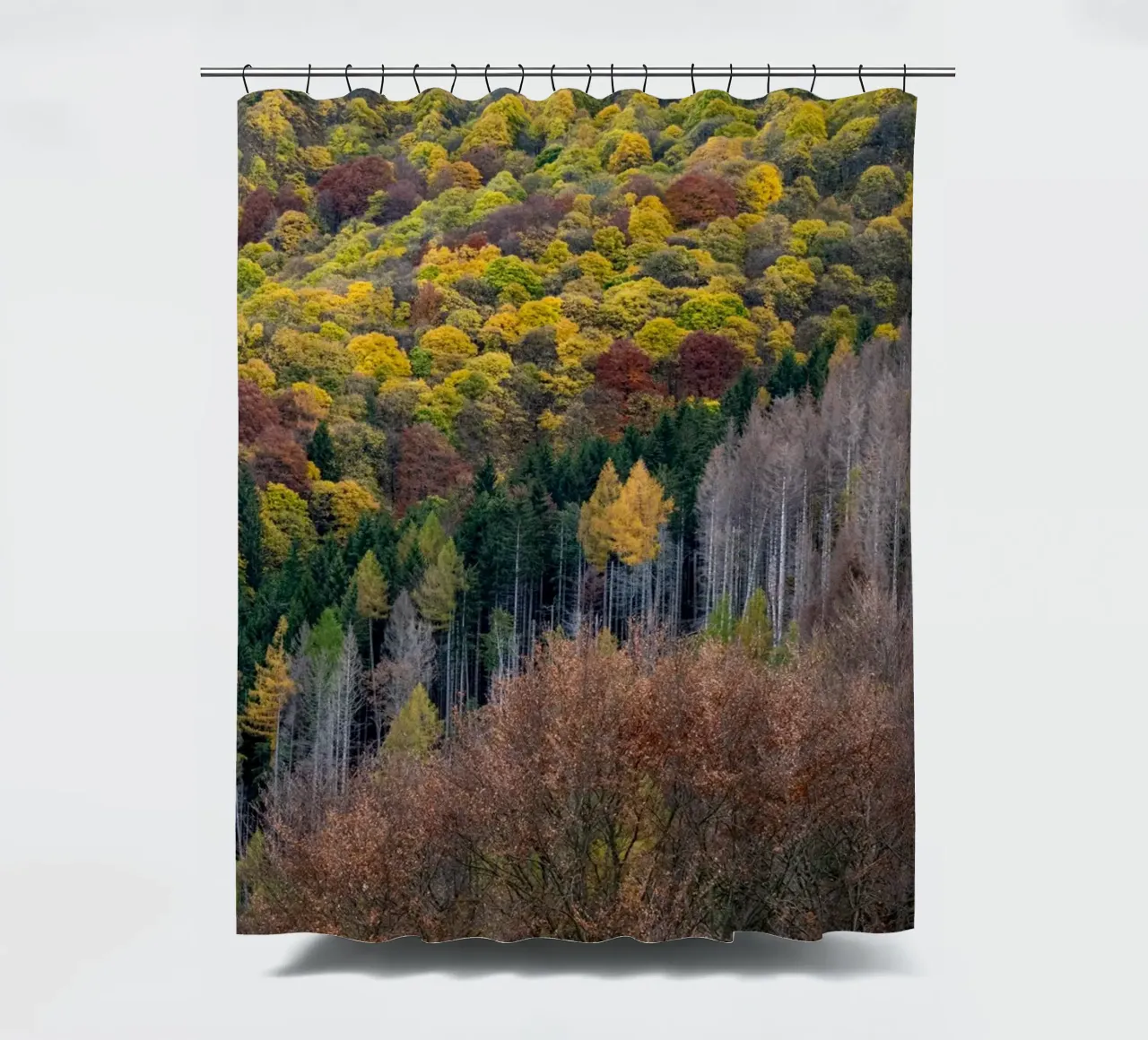 Colourful trees in a forest on a mountain tenda da doccia da anderm