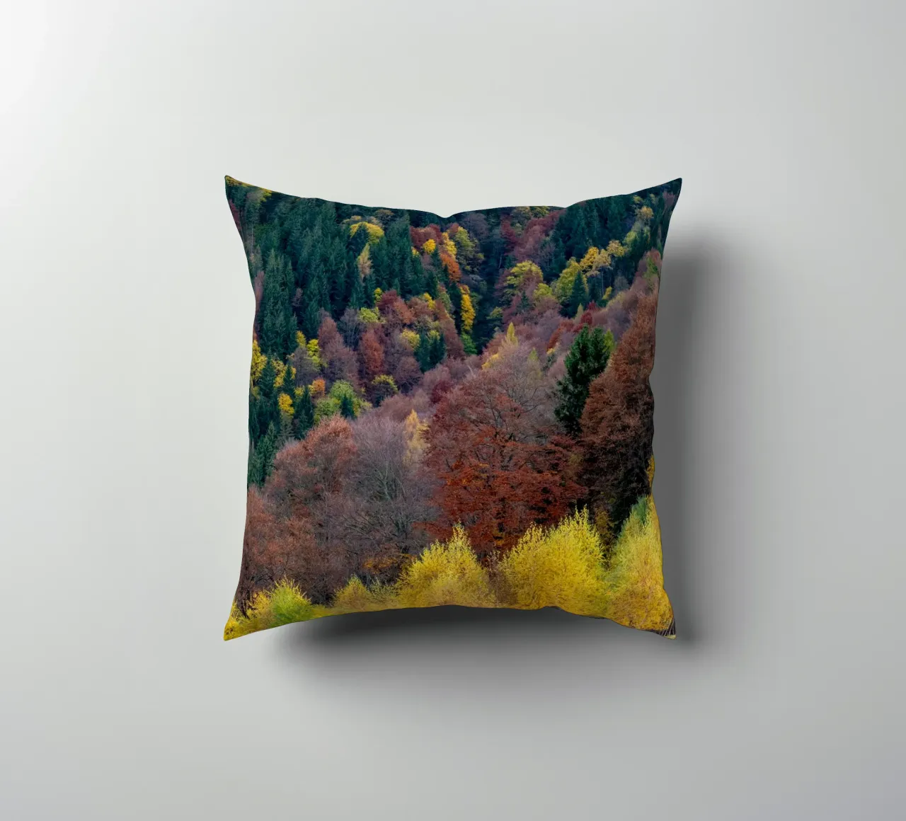 Colourful trees in a forest on a mountain cuscino da anderm