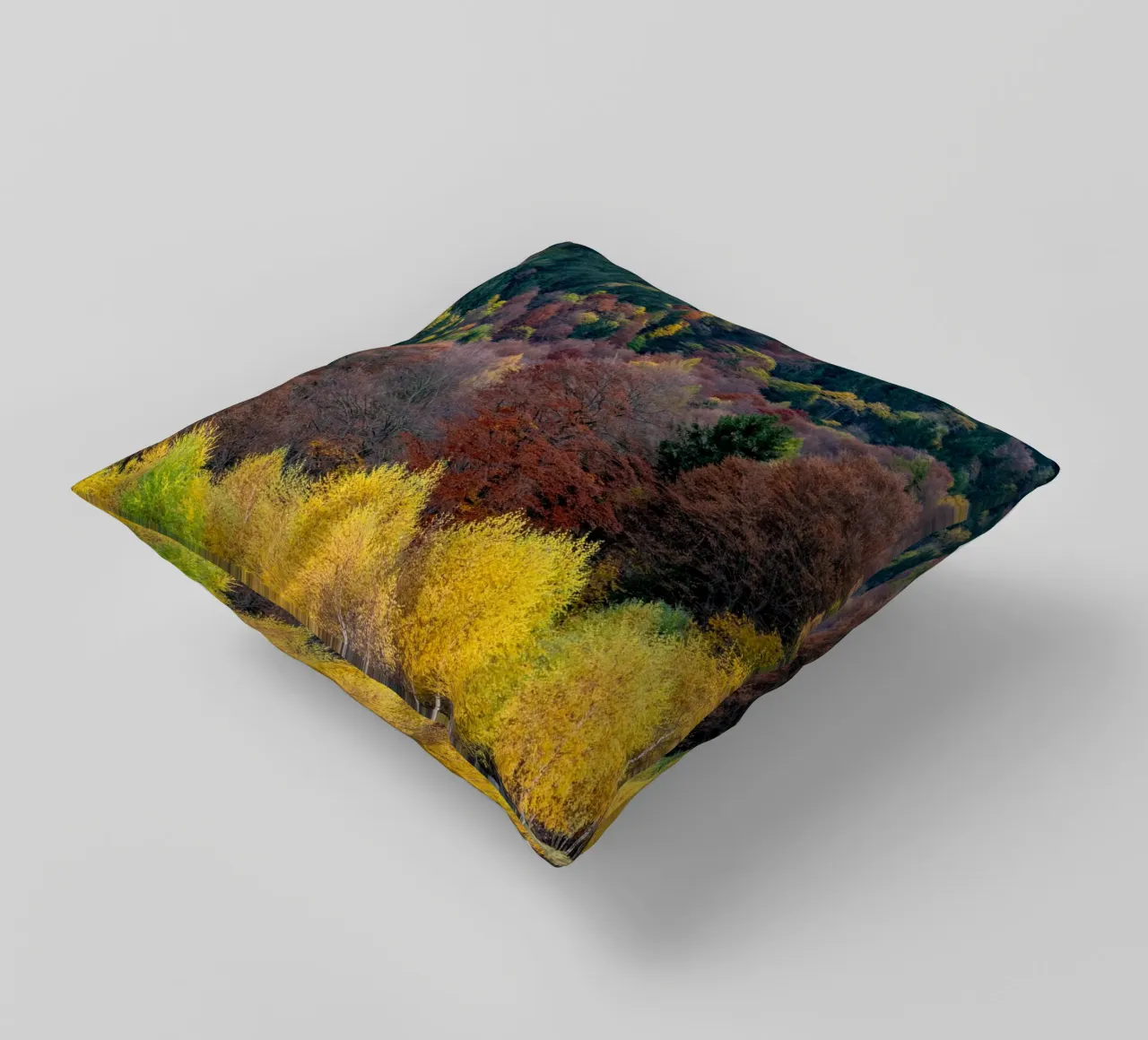 Colourful trees in a forest on a mountain cuscino da anderm