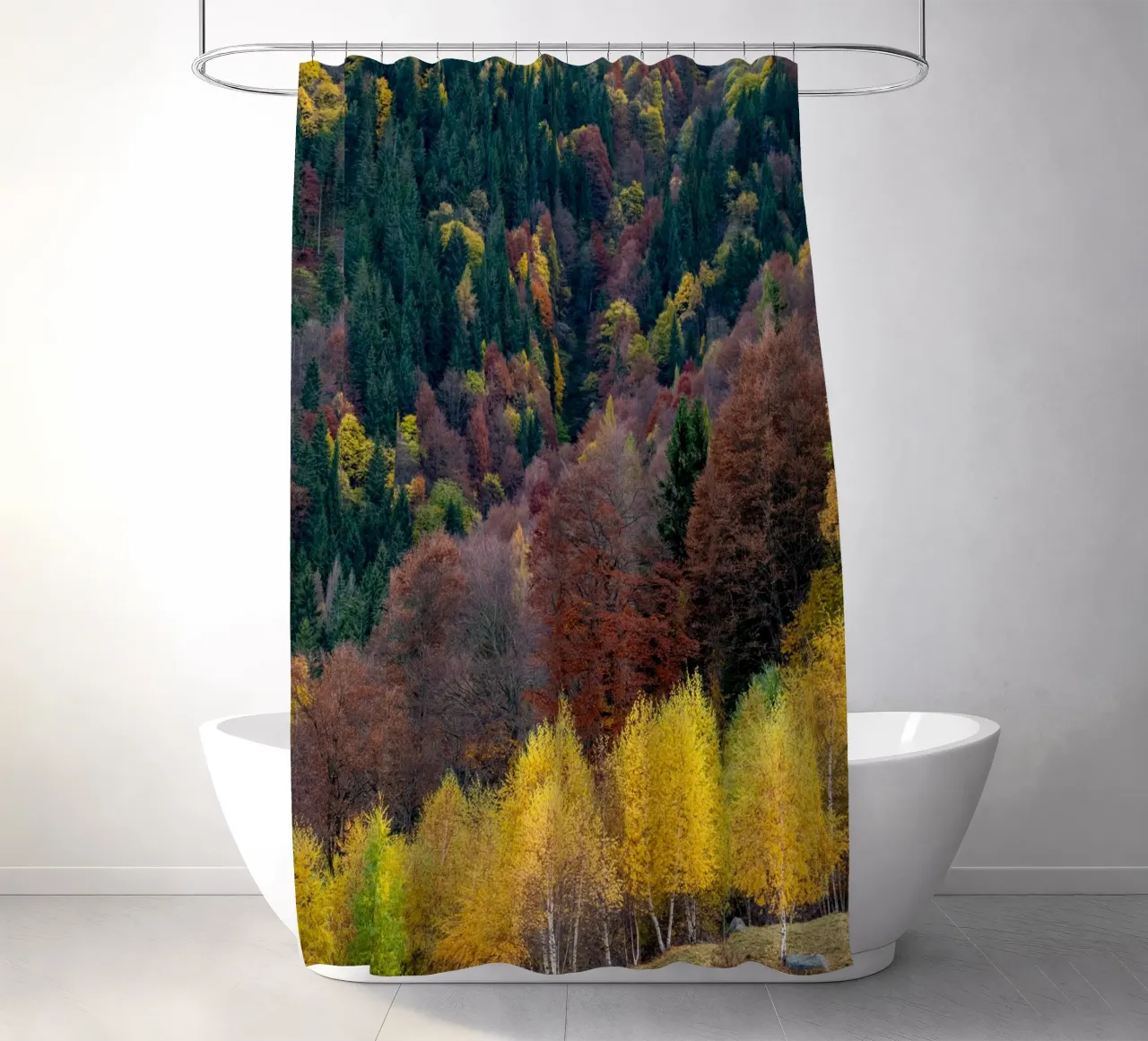 Colourful trees in a forest on a mountain tenda da doccia da anderm