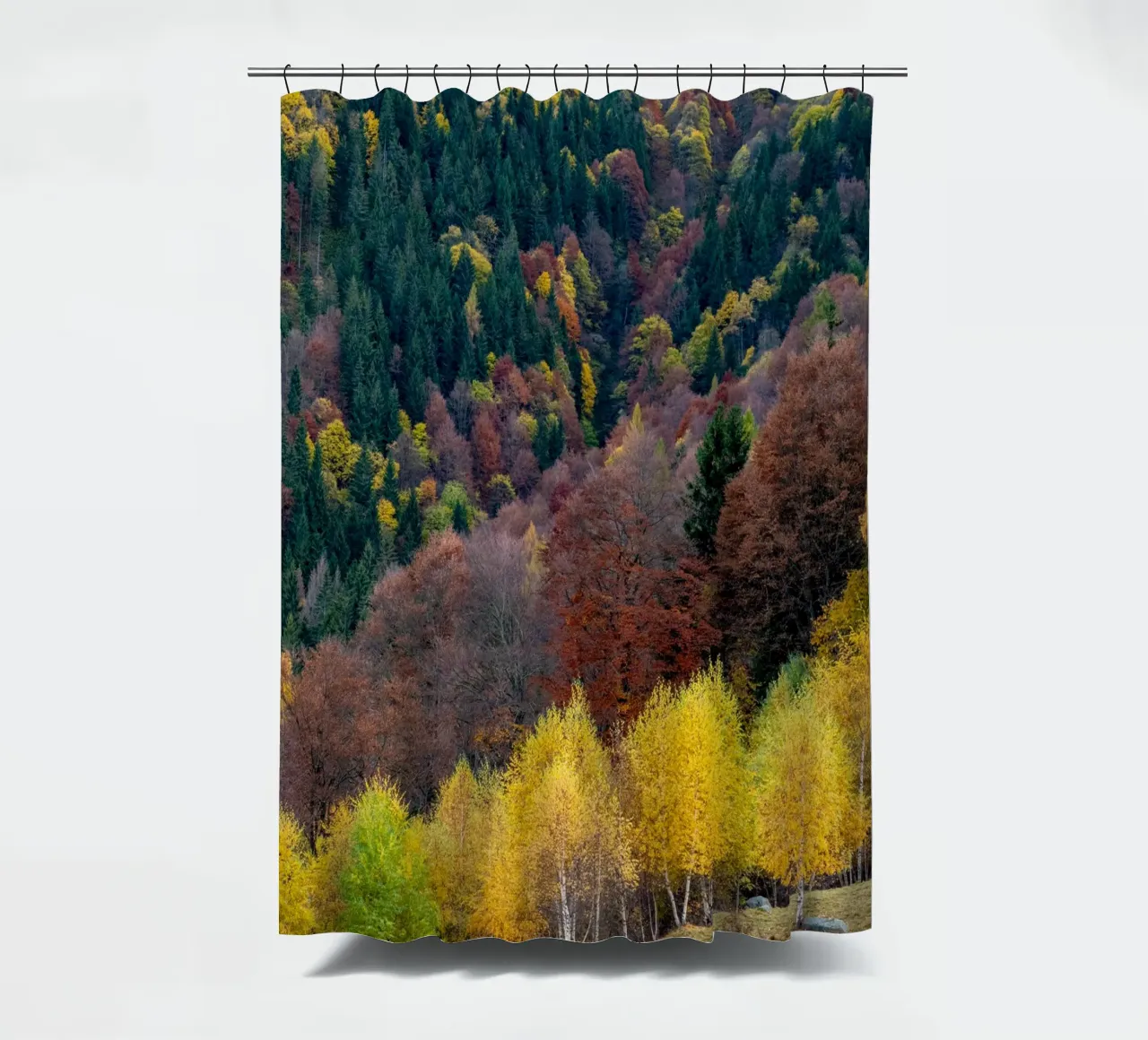 Colourful trees in a forest on a mountain tenda da doccia da anderm