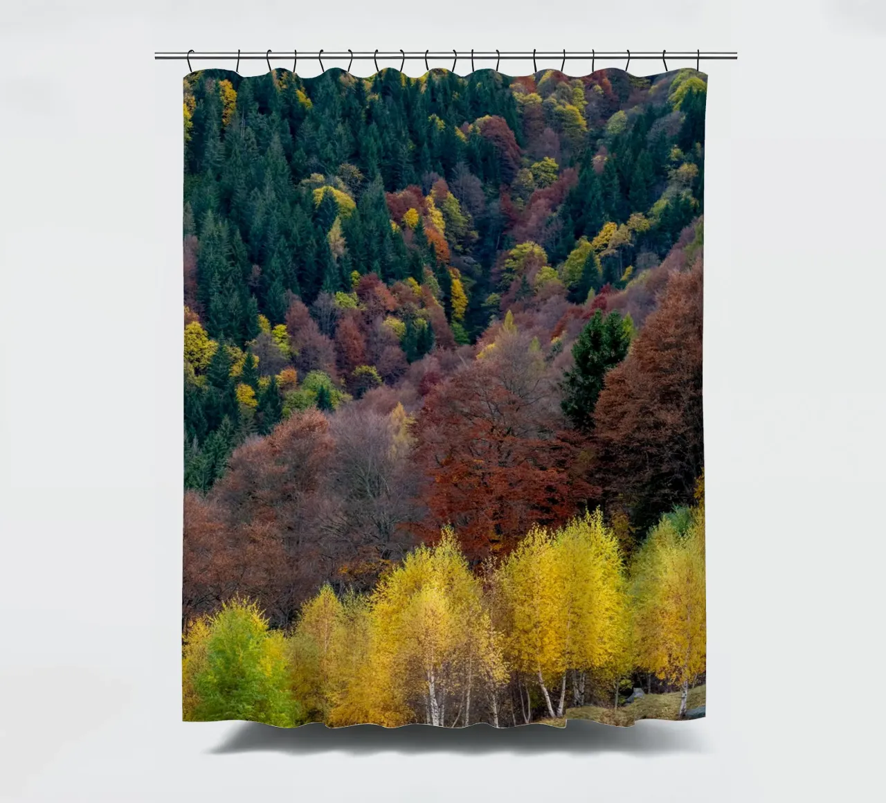 Colourful trees in a forest on a mountain tenda da doccia da anderm