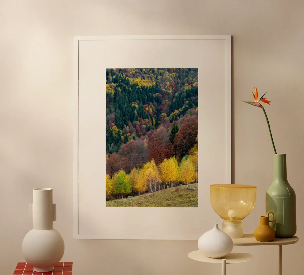 Colourful trees in a forest on a mountain poster da anderm
