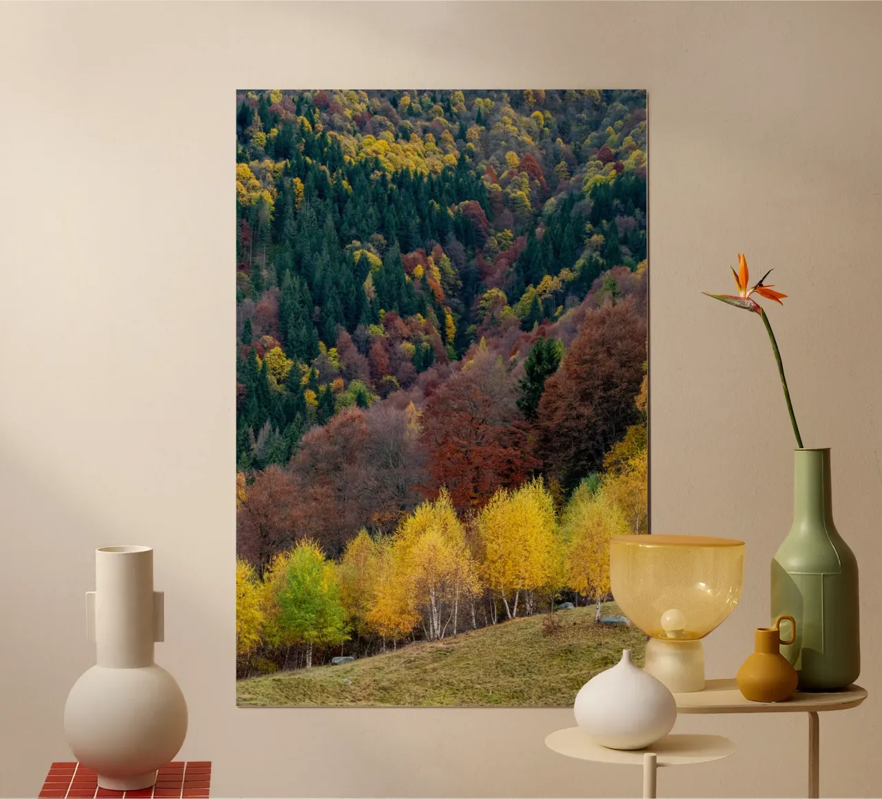 Colourful trees in a forest on a mountain poster da anderm