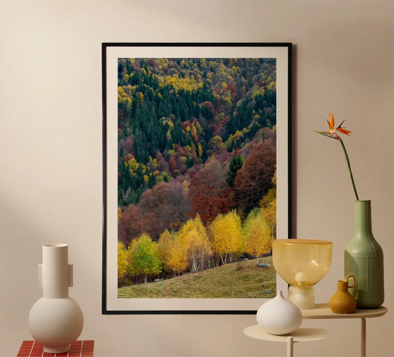Colourful trees in a forest on a mountain poster da anderm