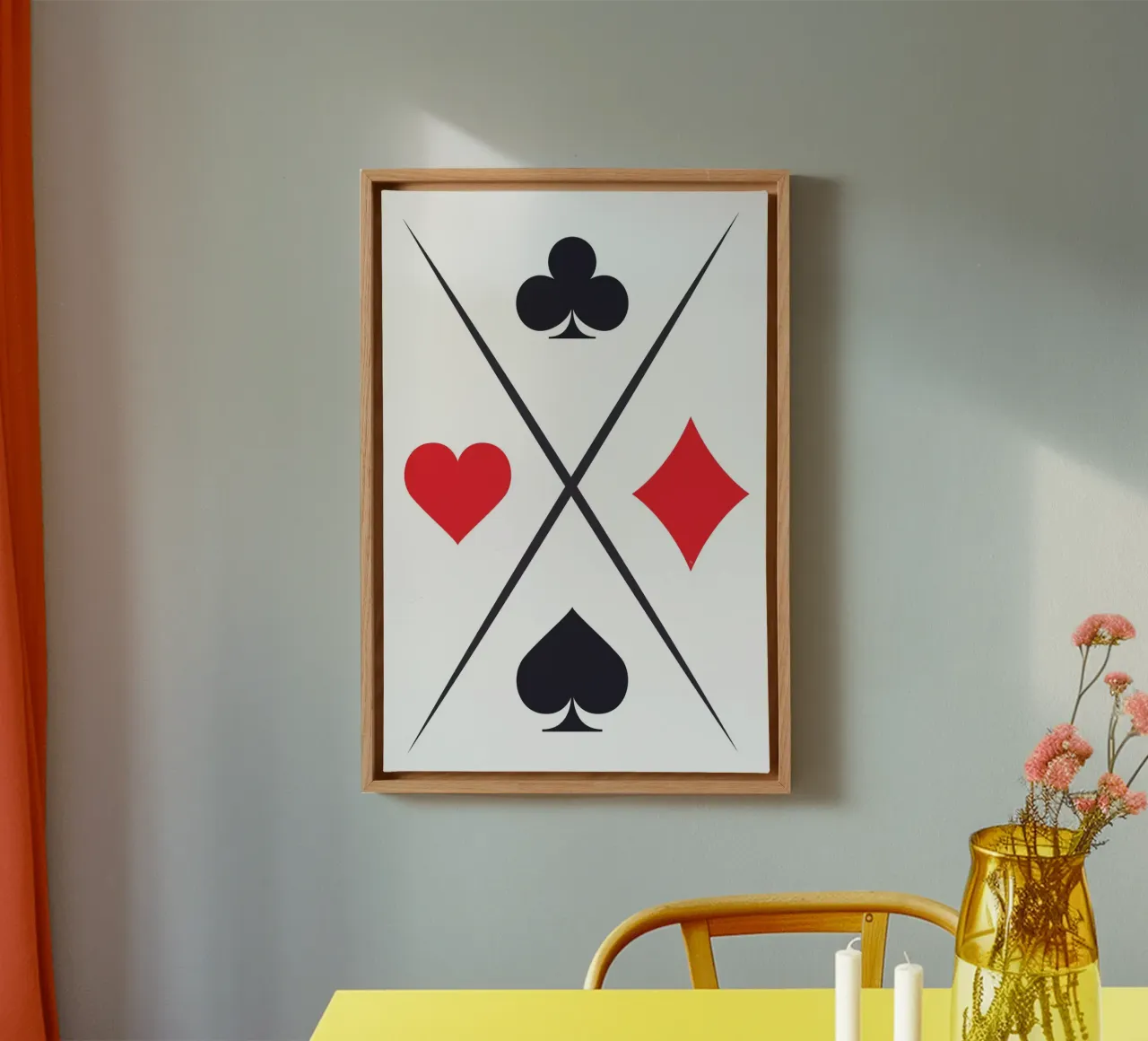 Simboli delle carte da gioco tela con Cornice a cassetta da Martina