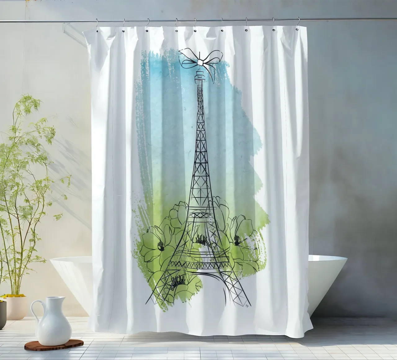 Spring in Paris shower curtain by Martina