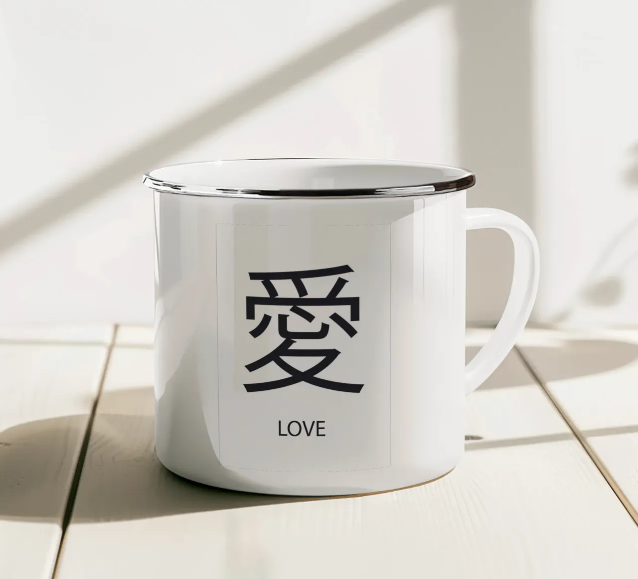 Simbolo d'amore giapponese tazza in smalto da Martina