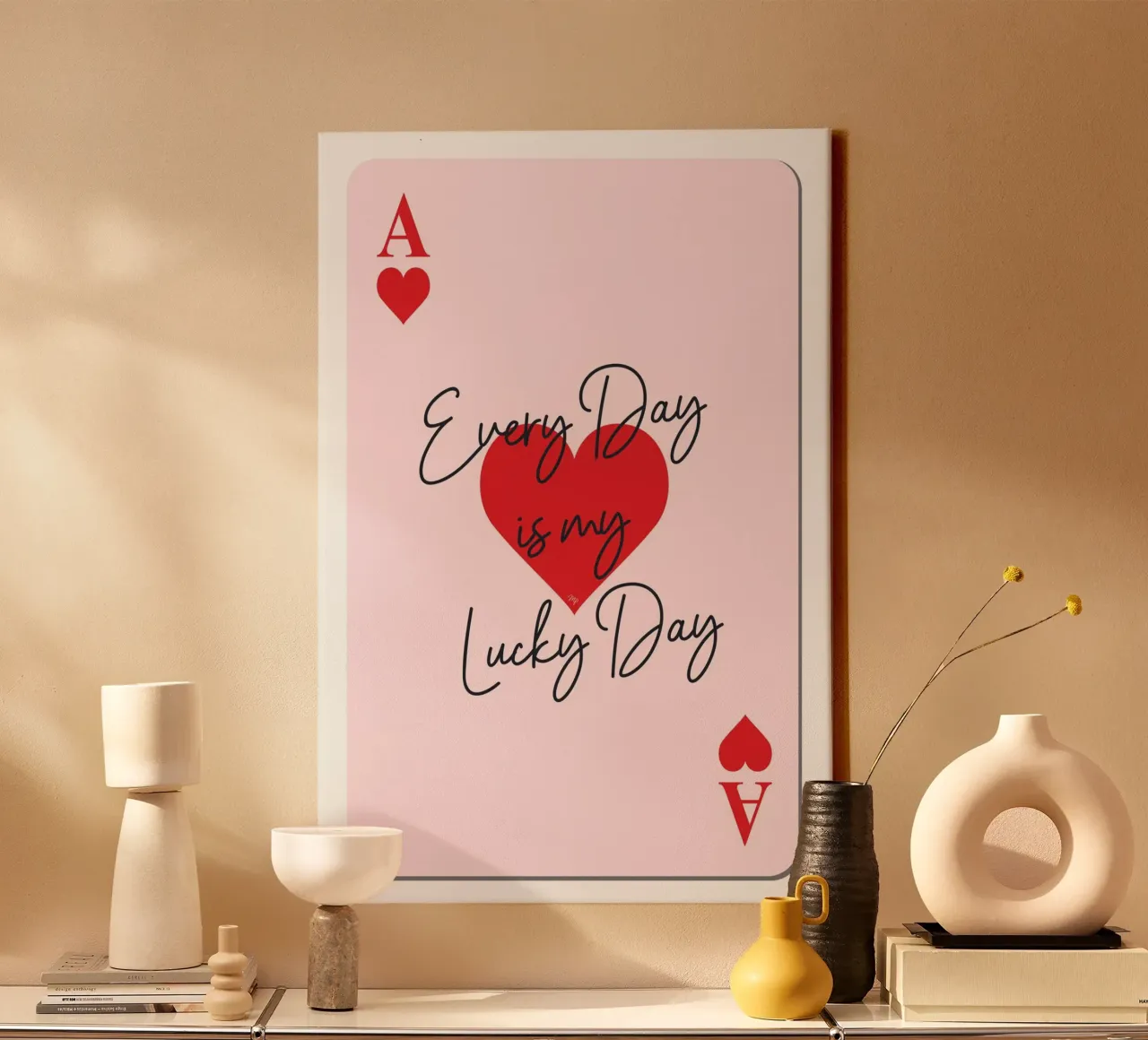 Every day is my lucky day playing card canvas by Martina
