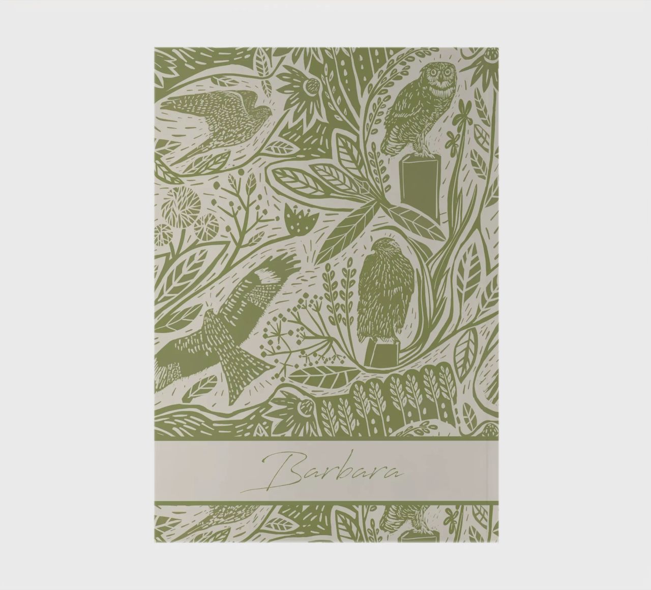 Personalized Boho Linocut Birds – Rustic Art Print notebook by Patruschka’s Patterns