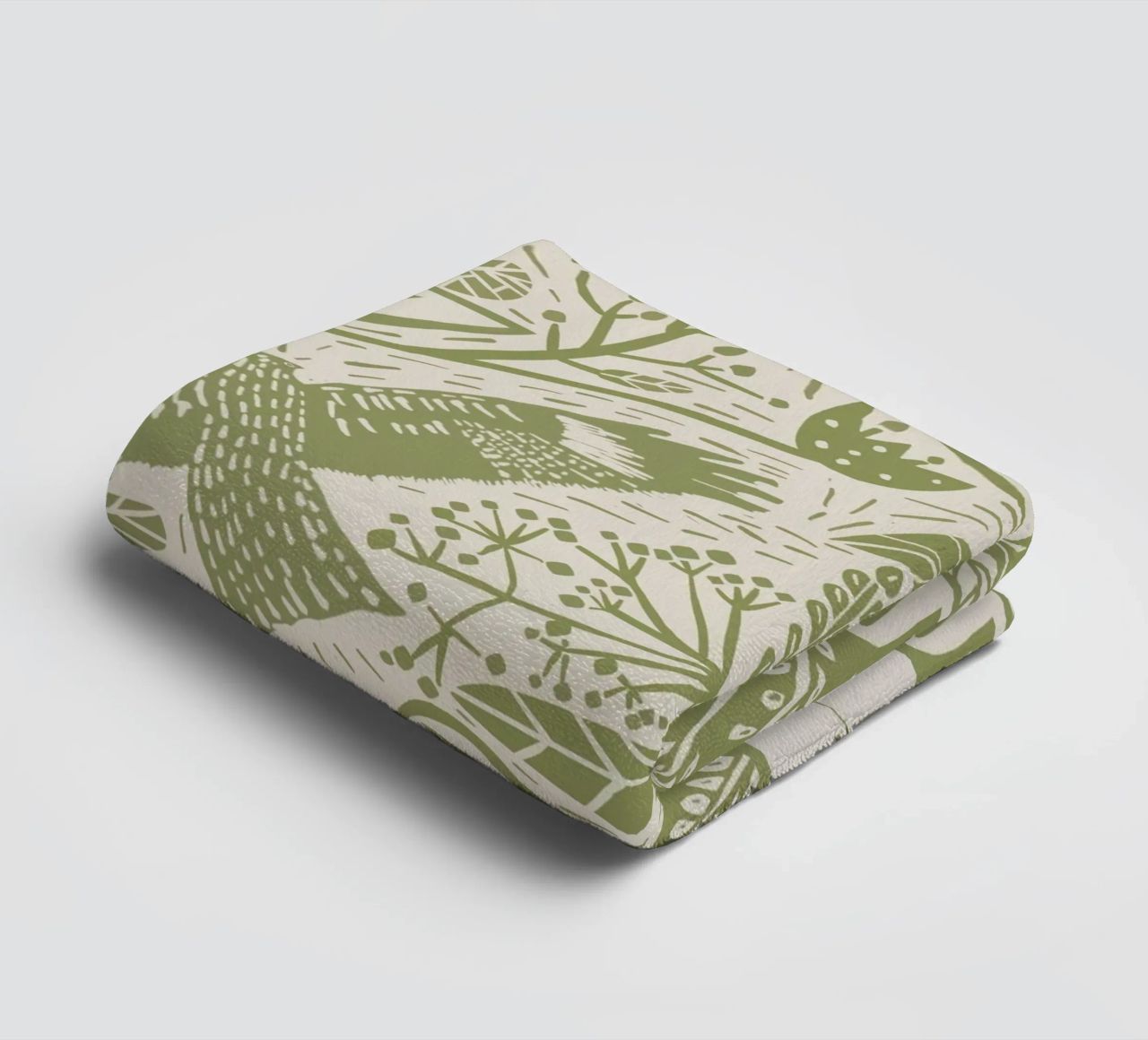 Personalized Boho Linocut Birds – Rustic Art Print towel by Patruschka’s Patterns