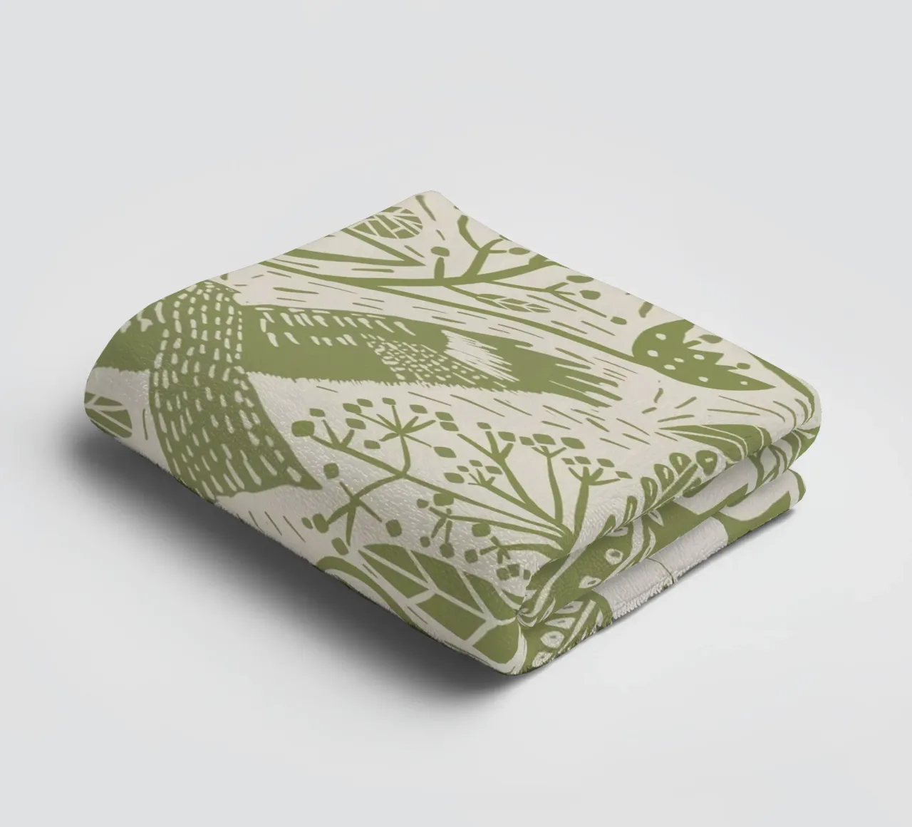 Gepersonaliseerde Boho Linosnede Vogels - Rustieke Kunstdruk badhanddoek van Patruschka’s Patterns