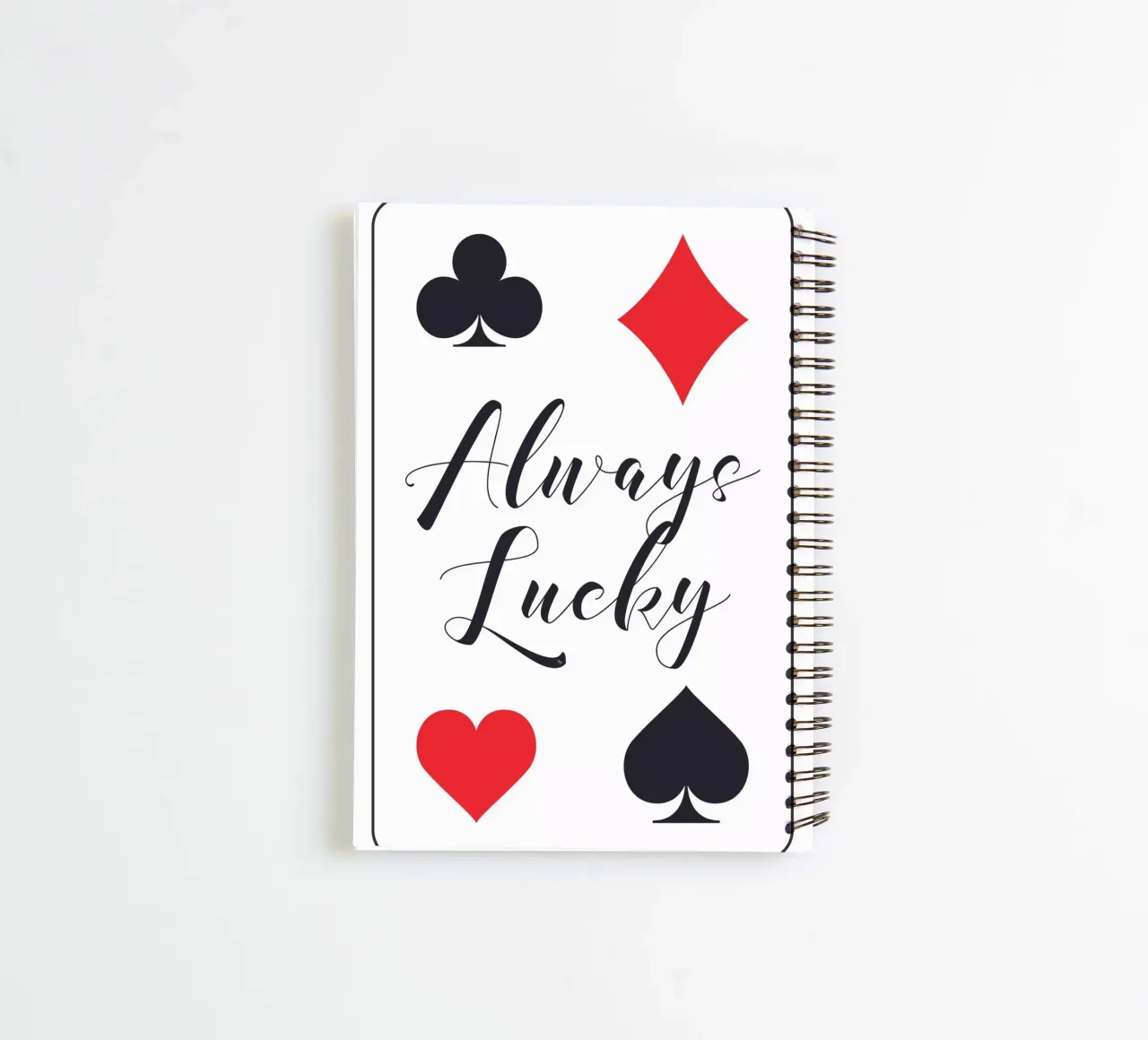Always Lucky Playing card spiral notebook by Martina