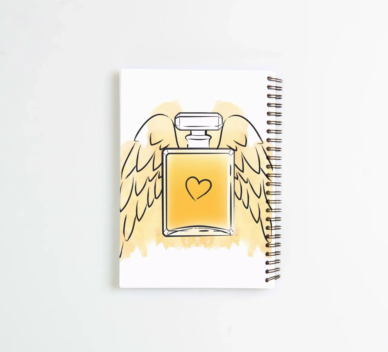 Goldene Parfümflasche mit Flügeln Ringbuch von Martina