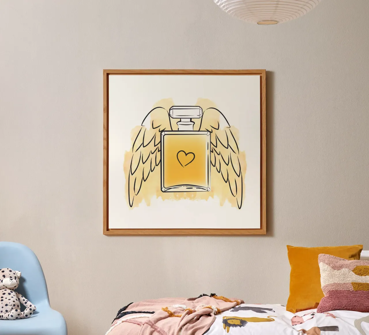 Golden Perfume Bottle with wings alu-dibond by Martina