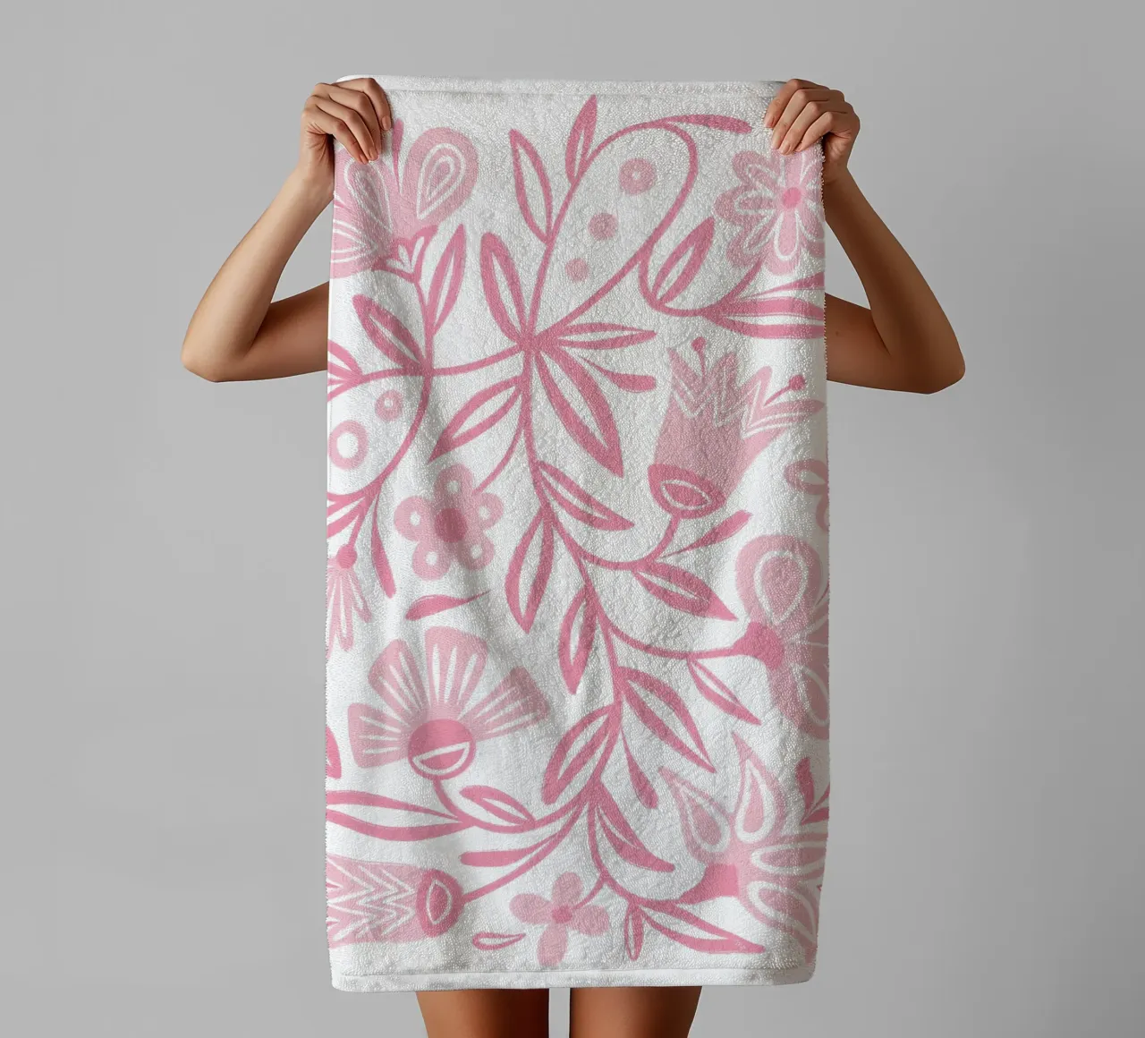 Folclore floreale rosa asciugamano da bagno da Martina