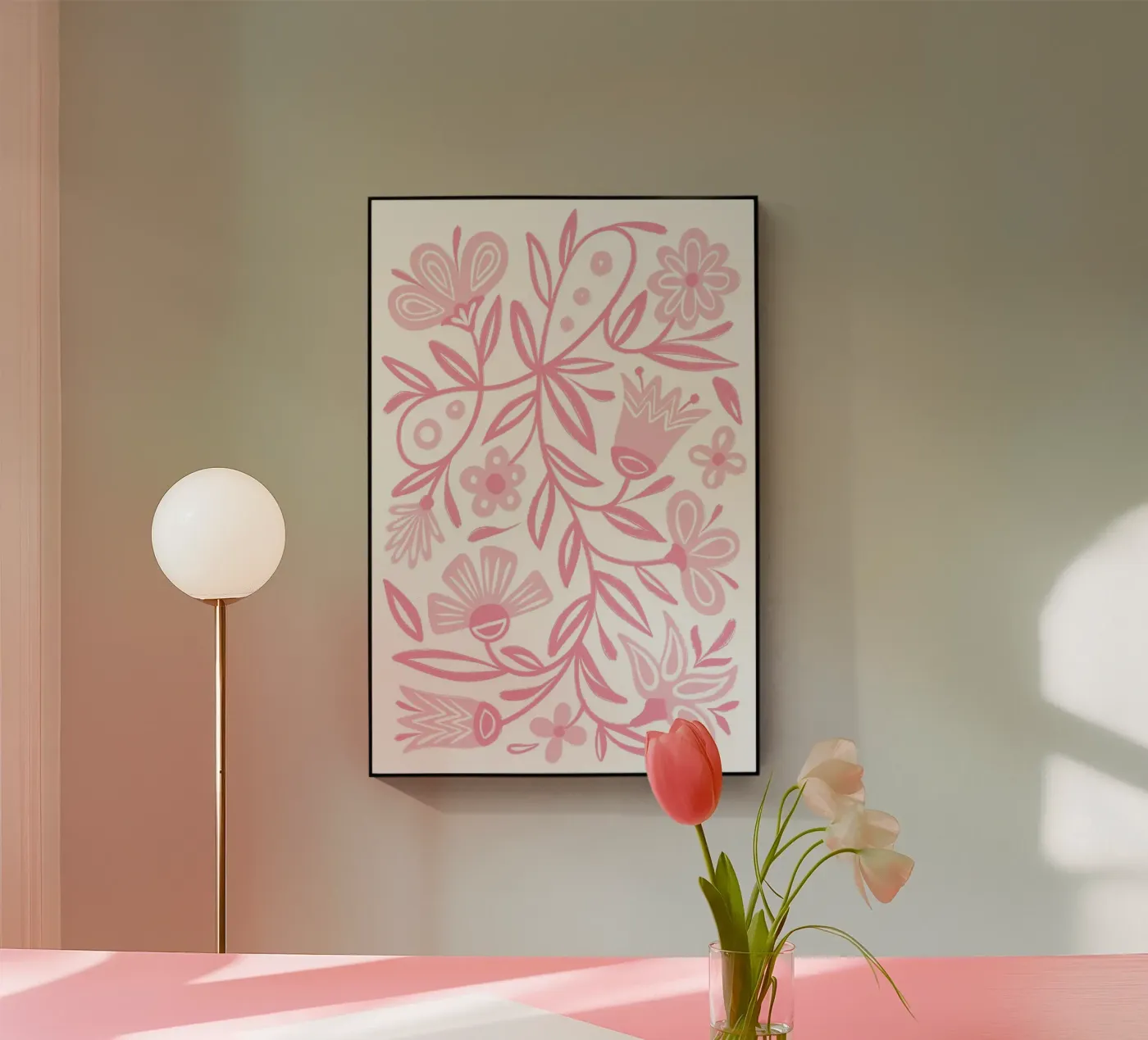 Folclore floreale rosa plexiglass da Martina