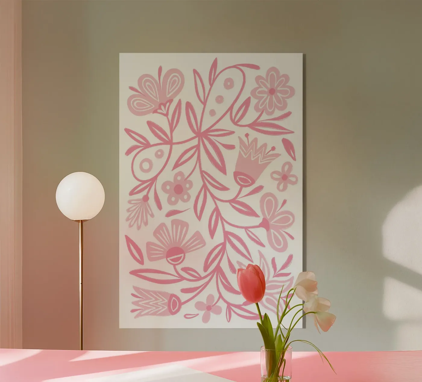 Folclore floreale rosa plexiglass da Martina