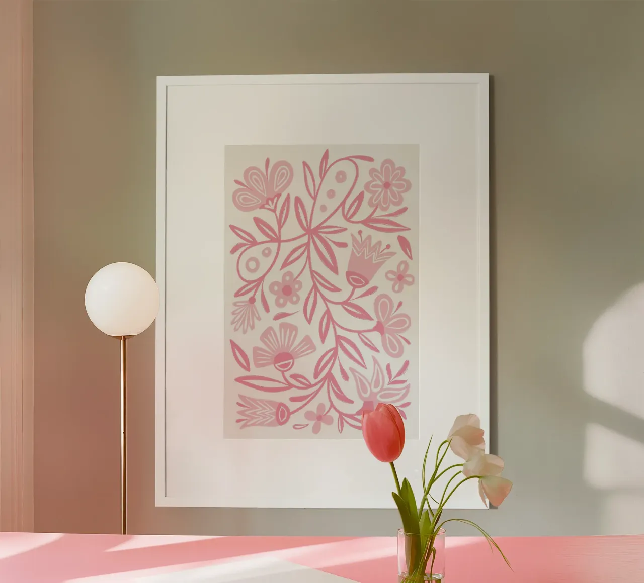 Folclore floreale rosa carta hahnemühle da Martina