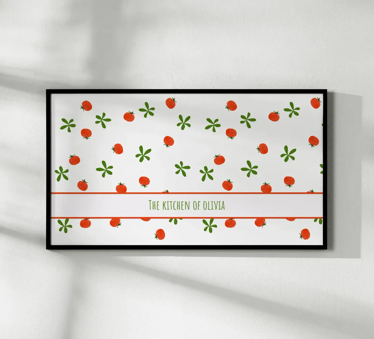 Personalized Italian Kitchen Art – Caprese Salad Print poster with wooden frame by Patruschka’s Patterns