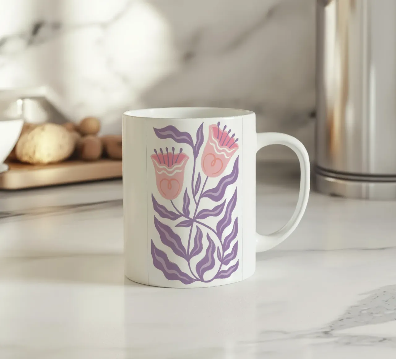 Folk Tulips ceramic mug by Martina